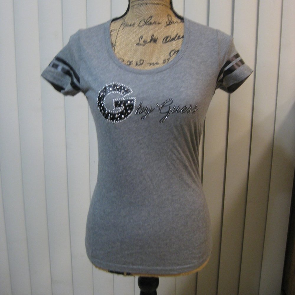 NWT Guess logo gray graphic tee t shirt top XS extra small
